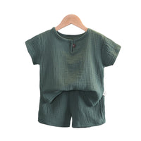 Load image into Gallery viewer, 2 Pieces Set Baby Kid Boys Solid Color T-Shirts And Shorts Wholesale 23020628

