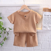 Load image into Gallery viewer, 2 Pieces Set Baby Kid Boys Solid Color T-Shirts And Shorts Wholesale 23020628
