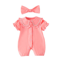 Load image into Gallery viewer, Baby Girls Flower Embroidered Rompers Wholesale 23020629
