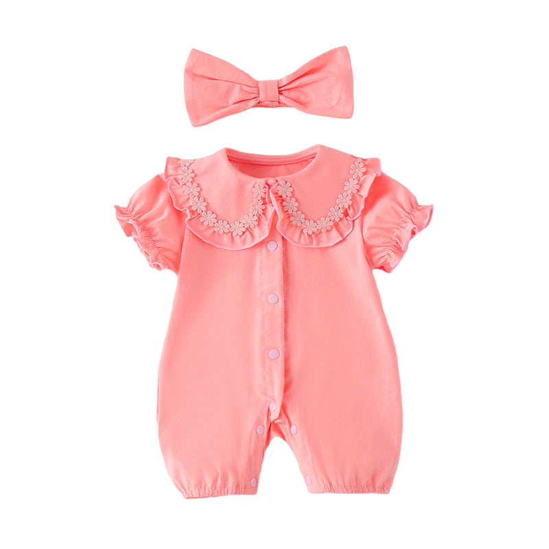Baby Girls Flower Embroidered Rompers Wholesale 23020629