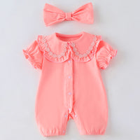 Load image into Gallery viewer, Baby Girls Flower Embroidered Rompers Wholesale 23020629
