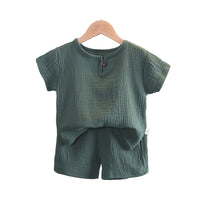 Load image into Gallery viewer, 2 Pieces Set Baby Kid Boys Solid Color T-Shirts And Shorts Wholesale 23020632
