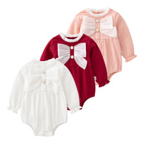 Load image into Gallery viewer, Baby Girls Bow Rompers Wholesale 23020635
