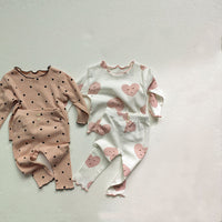 Load image into Gallery viewer, 2 Pieces Set Baby Girls Love heart Polka dots Print Tops And Pants Wholesale 230206350
