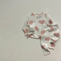 Load image into Gallery viewer, 2 Pieces Set Baby Girls Love heart Polka dots Print Tops And Pants Wholesale 230206350
