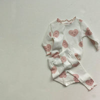 Load image into Gallery viewer, 2 Pieces Set Baby Girls Love heart Polka dots Print Tops And Pants Wholesale 230206350

