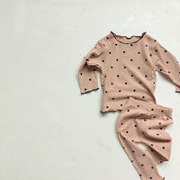 Load image into Gallery viewer, 2 Pieces Set Baby Girls Love heart Polka dots Print Tops And Pants Wholesale 230206350
