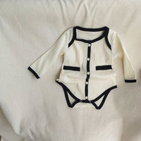 Load image into Gallery viewer, Baby Girls Color-blocking Muslin&amp;Ribbed Rompers Wholesale 230206374
