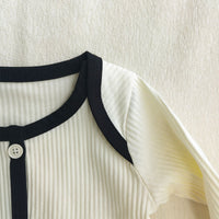 Load image into Gallery viewer, Baby Girls Color-blocking Muslin&amp;Ribbed Rompers Wholesale 230206374
