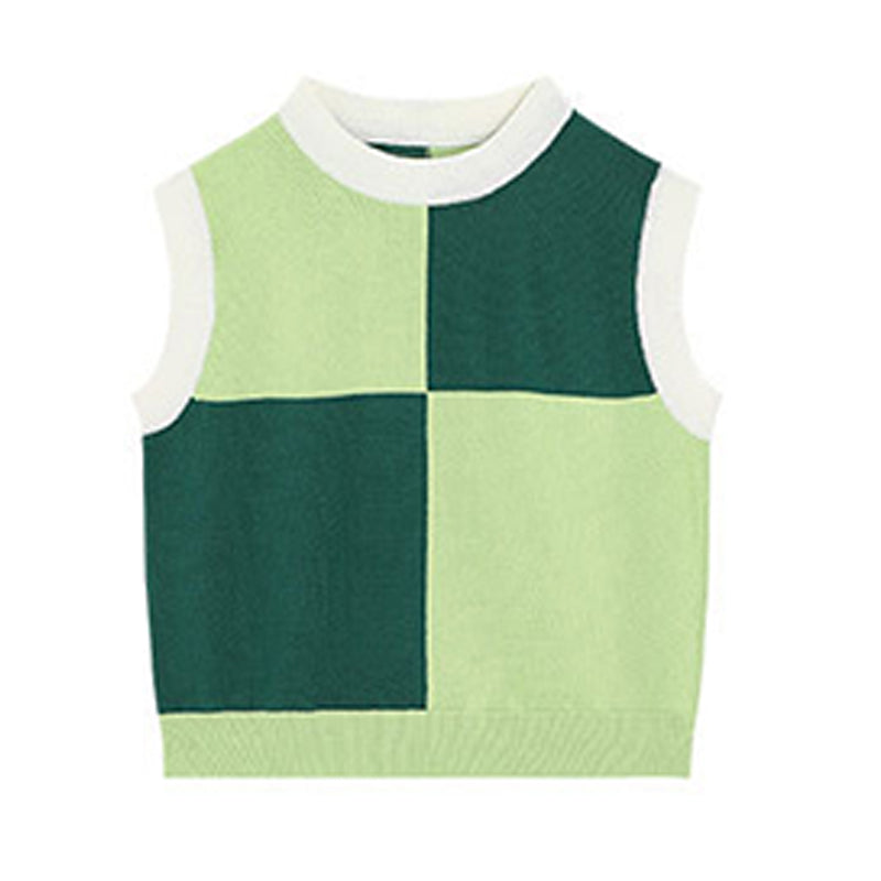 Baby Kid Girls Color-blocking Crochet Vests Waistcoats Wholesale 230206376