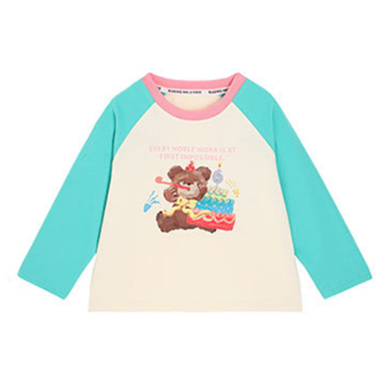 Baby Kid Girls Letters Color-blocking Cartoon Print Tops Wholesale 230206377