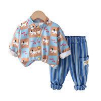 Load image into Gallery viewer, 2 Pieces Set Baby Kid Boys Letters Animals Cartoon Print Shirts And Striped Pants Wholesale 230206388
