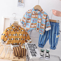 Load image into Gallery viewer, 2 Pieces Set Baby Kid Boys Letters Animals Cartoon Print Shirts And Striped Pants Wholesale 230206388
