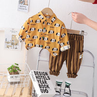 Load image into Gallery viewer, 2 Pieces Set Baby Kid Boys Letters Animals Cartoon Print Shirts And Striped Pants Wholesale 230206388
