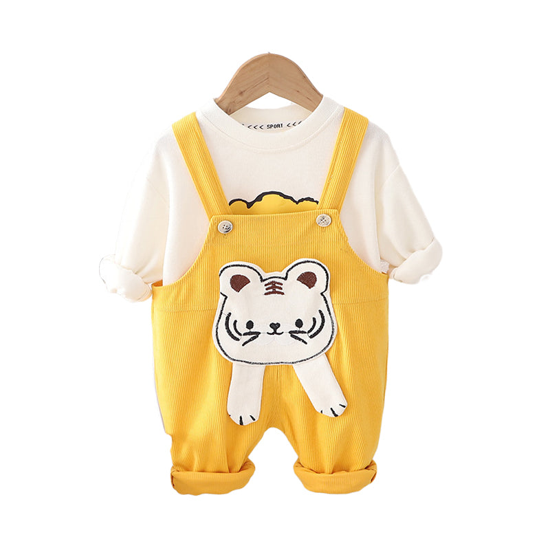 2 Pieces Set Baby Kid Boys Animals Cartoon Print Hoodies Sweatshirts And Embroidered Jumpsuits Wholesale 230206395