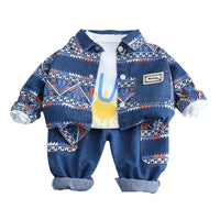 Load image into Gallery viewer, 3 Pieces Set Baby Kid Boys Alphabet Print Tops Graphic Jackets Outwears And Pants Wholesale 230206407

