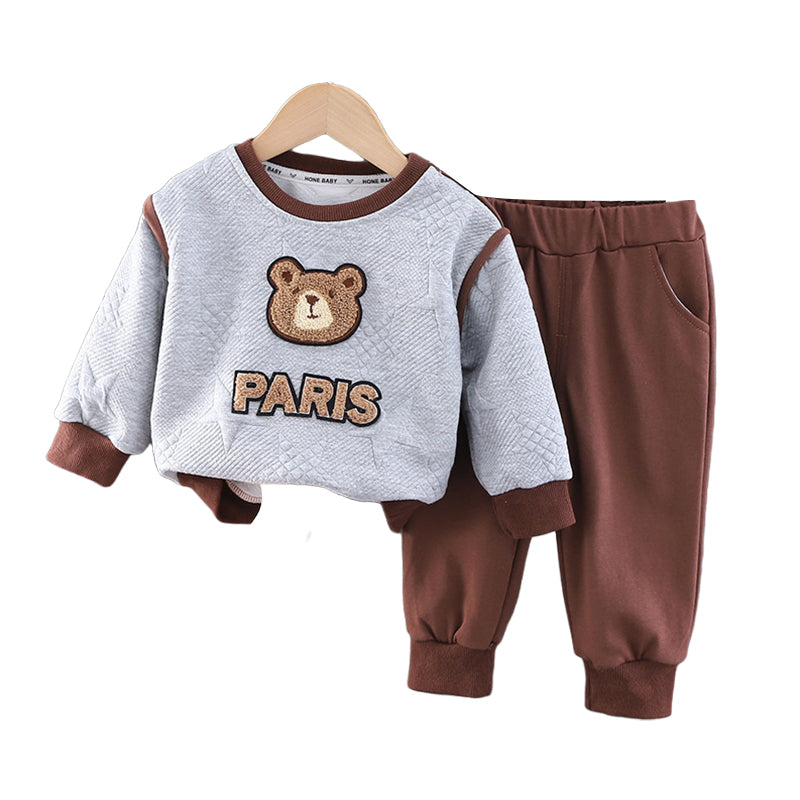 2 Pieces Set Baby Kid Boys Letters Hoodies Sweatshirts And Solid Color Pants Wholesale 230206424
