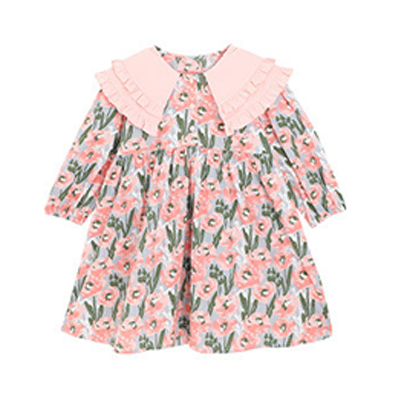 Baby Kid Girls Flower Print Dresses Wholesale 230206447