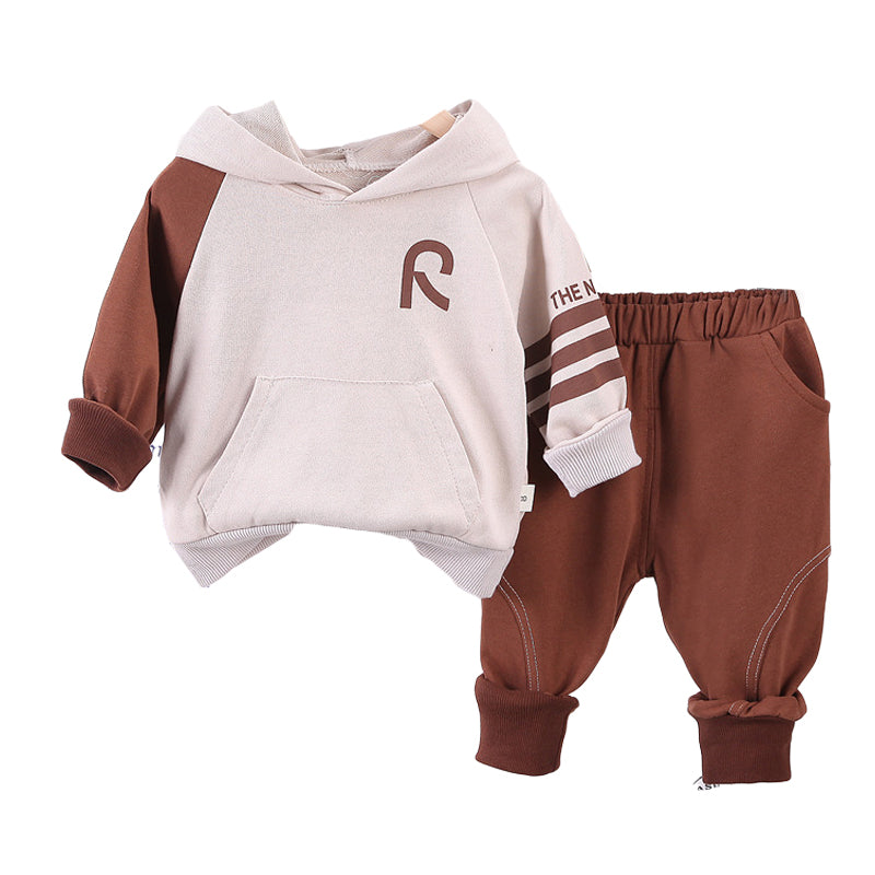 2 Pieces Set Baby Kid Boys Letters Hoodies Sweatshirts And Solid Color Pants Wholesale 230206471