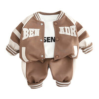 Load image into Gallery viewer, 3 Pieces Set Baby Kid Boys Letters Tops Jackets Outwears And Striped Pants Wholesale 230206484
