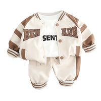 Load image into Gallery viewer, 3 Pieces Set Baby Kid Boys Letters Tops Jackets Outwears And Striped Pants Wholesale 230206484
