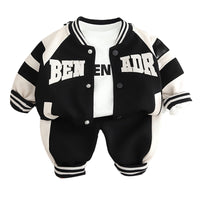 Load image into Gallery viewer, 3 Pieces Set Baby Kid Boys Letters Tops Jackets Outwears And Striped Pants Wholesale 230206484
