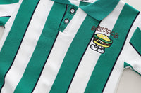 Load image into Gallery viewer, 2 Pieces Set Baby Kid Boys Striped Letters Cartoon Embroidered Polo Shirts And Solid Color Jeans Wholesale 230206503
