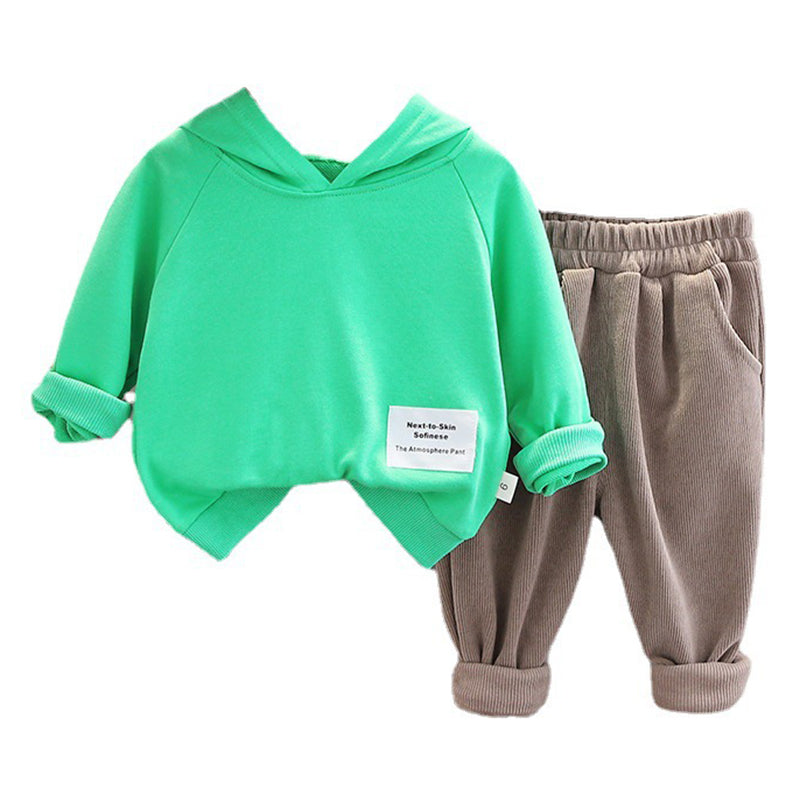 2 Pieces Set Baby Kid Boys Letters Hoodies Sweatshirts And Solid Color Pants Wholesale 230206510
