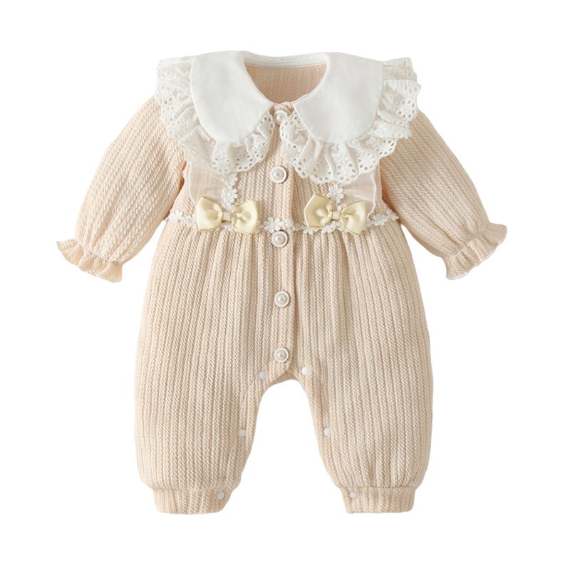 Baby Girls Bow Crochet Jumpsuits Wholesale 23020653