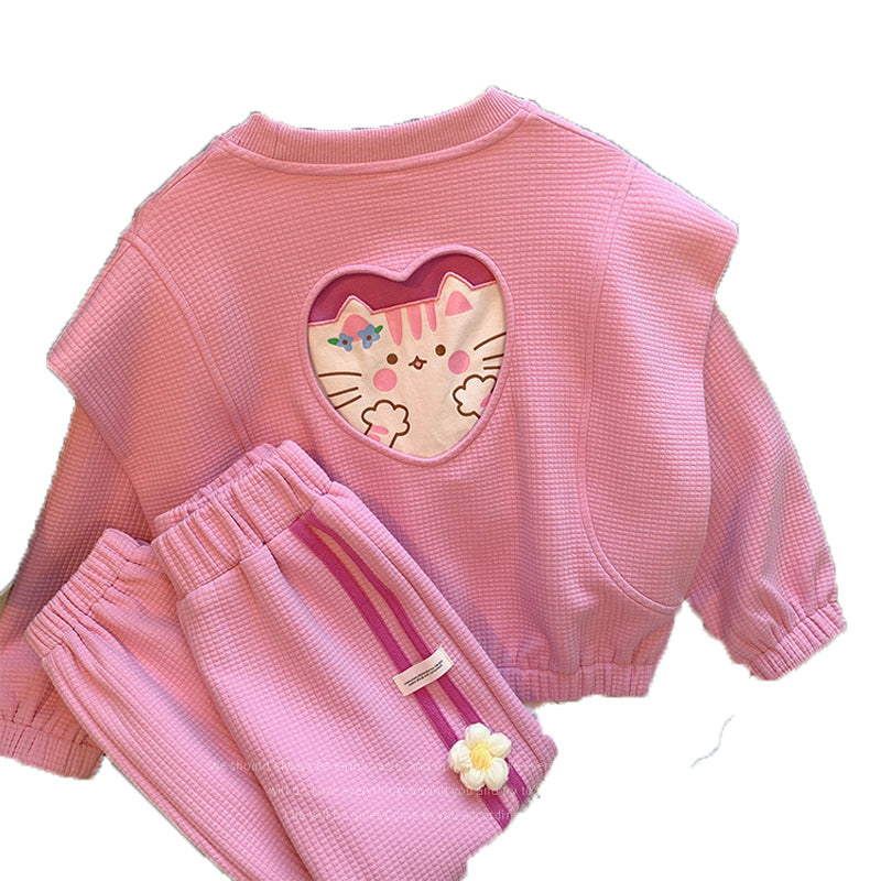 2 Pieces Set Baby Kid Girls Letters Animals Hoodies Sweatshirts And Flower Pants Wholesale 23020654