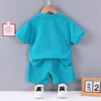 Load image into Gallery viewer, 2 Pieces Set Baby Kid Boys Embroidered Alphabet T-Shirts And Solid Color Shorts Wholesale 23020668
