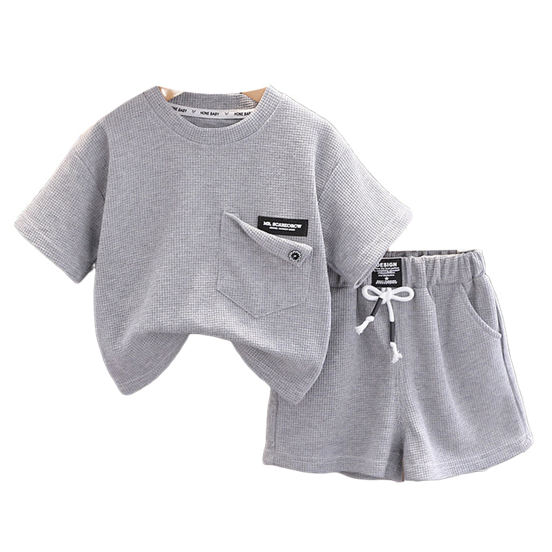 2 Pieces Set Baby Kid Boys Letters Tops And Ribbon Shorts Wholesale 23020669