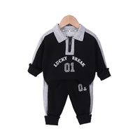 Load image into Gallery viewer, 2 Pieces Set Baby Kid Boys Letters Color-blocking Polo Shirts And Pants Wholesale 23020671
