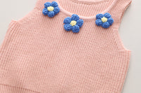Load image into Gallery viewer, 3 Pieces Set Baby Kid Girls Flower Vests Waistcoats And Solid Color Tops And Pants Wholesale 23020680
