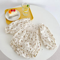 Load image into Gallery viewer, Baby Girls Flower Print Rompers Wholesale 23020807
