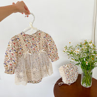 Load image into Gallery viewer, Baby Girls Flower Lace Print Rompers Wholesale 23020809
