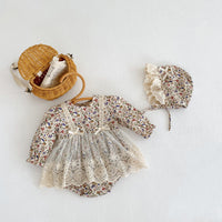 Load image into Gallery viewer, Baby Girls Flower Lace Print Rompers Wholesale 23020809
