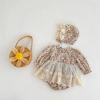 Load image into Gallery viewer, Baby Girls Flower Lace Print Rompers Wholesale 23020809
