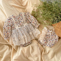 Load image into Gallery viewer, Baby Girls Flower Lace Print Rompers Wholesale 23020809
