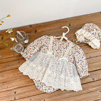 Load image into Gallery viewer, Baby Girls Flower Lace Print Rompers Wholesale 23020809

