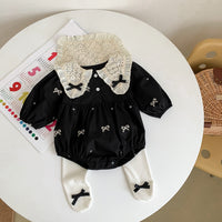 Load image into Gallery viewer, Baby Girls Flower Embroidered Rompers Wholesale 23020816

