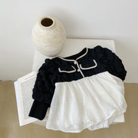 Load image into Gallery viewer, 2 Pieces Set Baby Girls Color-blocking Rompers Love heart And Embroidered Pants Wholesale 23020817
