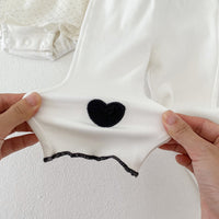 Load image into Gallery viewer, 2 Pieces Set Baby Girls Color-blocking Rompers Love heart And Embroidered Pants Wholesale 23020817
