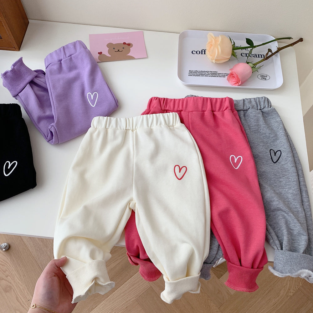 Baby Kid Girls Solid Color Love heart Pants Wholesale 230208175