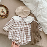 Load image into Gallery viewer, Baby Girls Checked Rompers Wholesale 230208268
