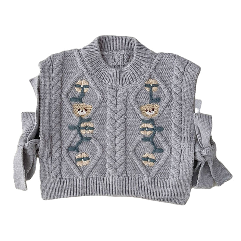 Baby Girls Flower Cartoon Crochet Embroidered Vests Waistcoats Wholesale 230208271