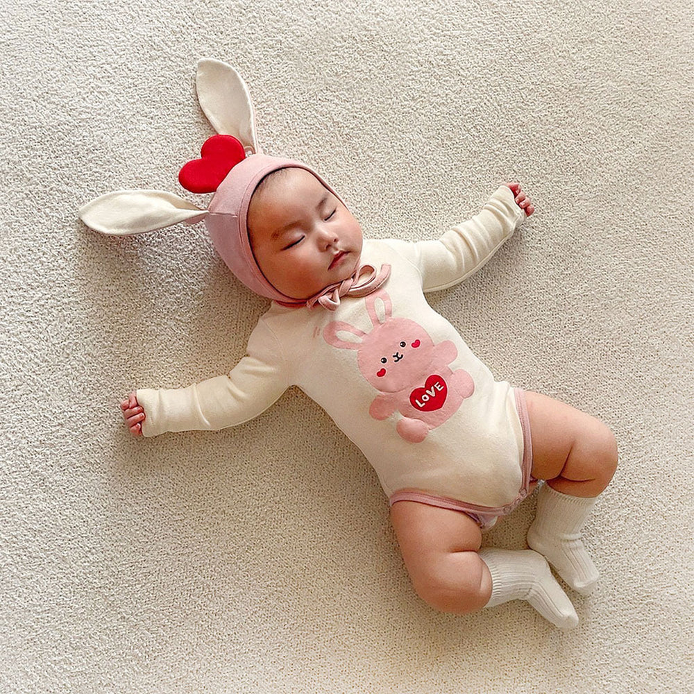 Baby Unisex Letters Love heart Rabbit Print Easter Rompers Wholesale 230208338