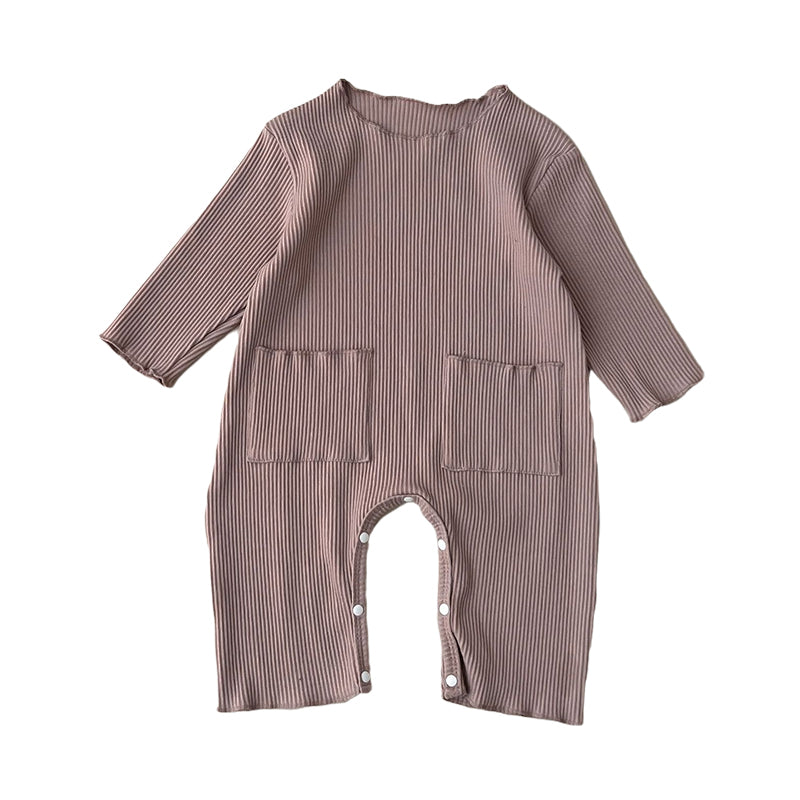 Baby Unisex Solid Color Striped Jumpsuits Wholesale 230208344