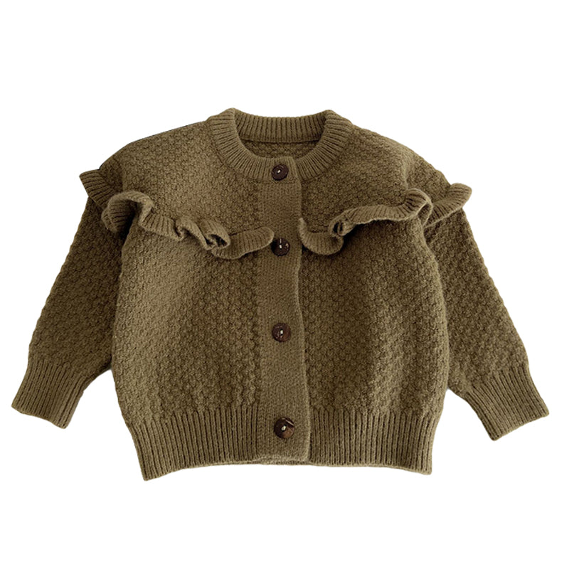 Baby Kid Girls Solid Color Cardigan Knitwear Wholesale 230208355