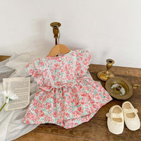 Load image into Gallery viewer, Baby Girls Flower Print Rompers Wholesale 230208361
